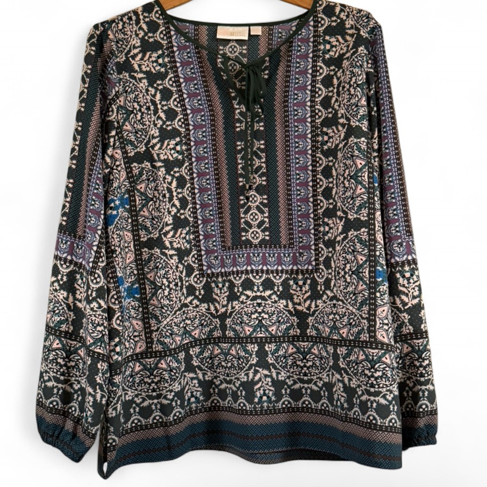 Belle by Kim Gravel Multicolor Patterned Blouse